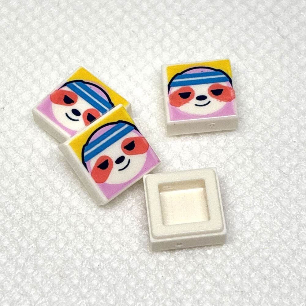 LEGO Parts - White Tile 1 x 1 Sloth with Headband - No 3070pb251 - QTY 4